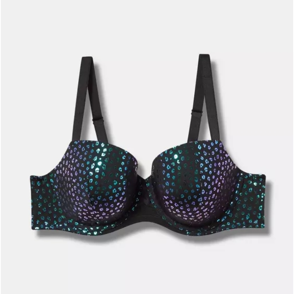 Women's Black and Purple Bra